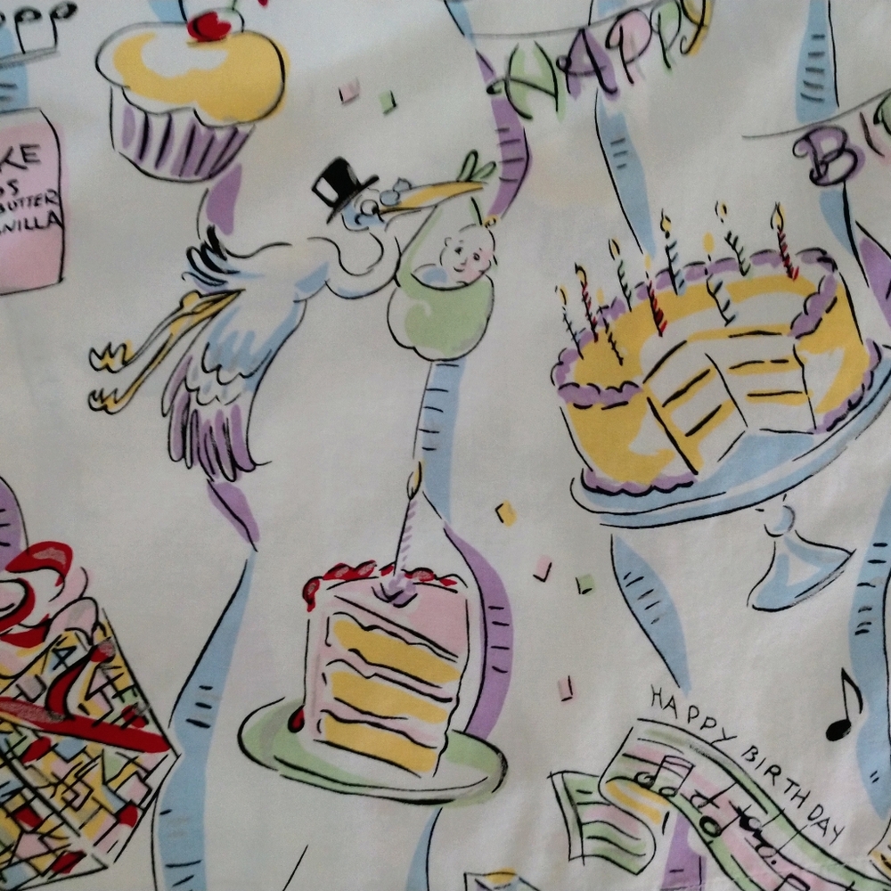 Vintage Nick and Nora EUC Happy Birthday 100%Cotton Pajama Set L - Picture 5 of 6